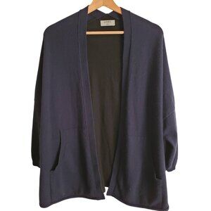 Loma London Cashmere Cardigan L Colorblock Navy Oversized Wool Blend Sweater